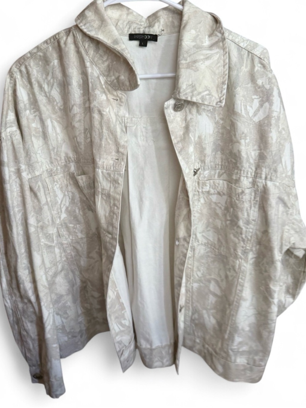 Papermoon Light Cream Patterned Denim Trucker Jacket